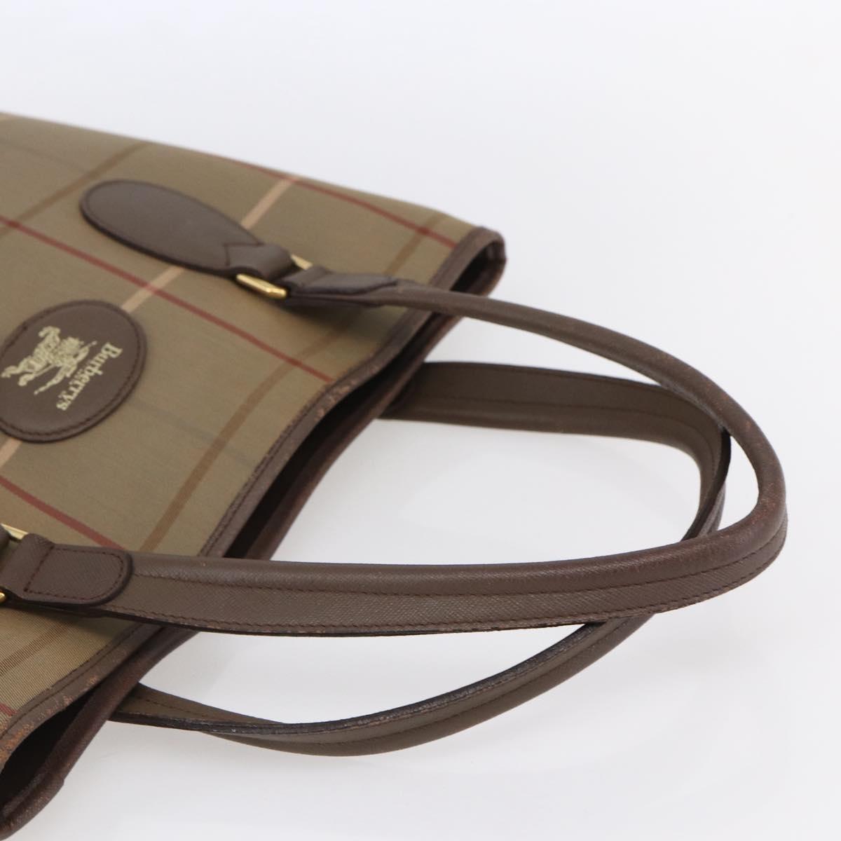 Burberrys Nova Check Tote Bag Canvas Beige Gold Auth mr1554