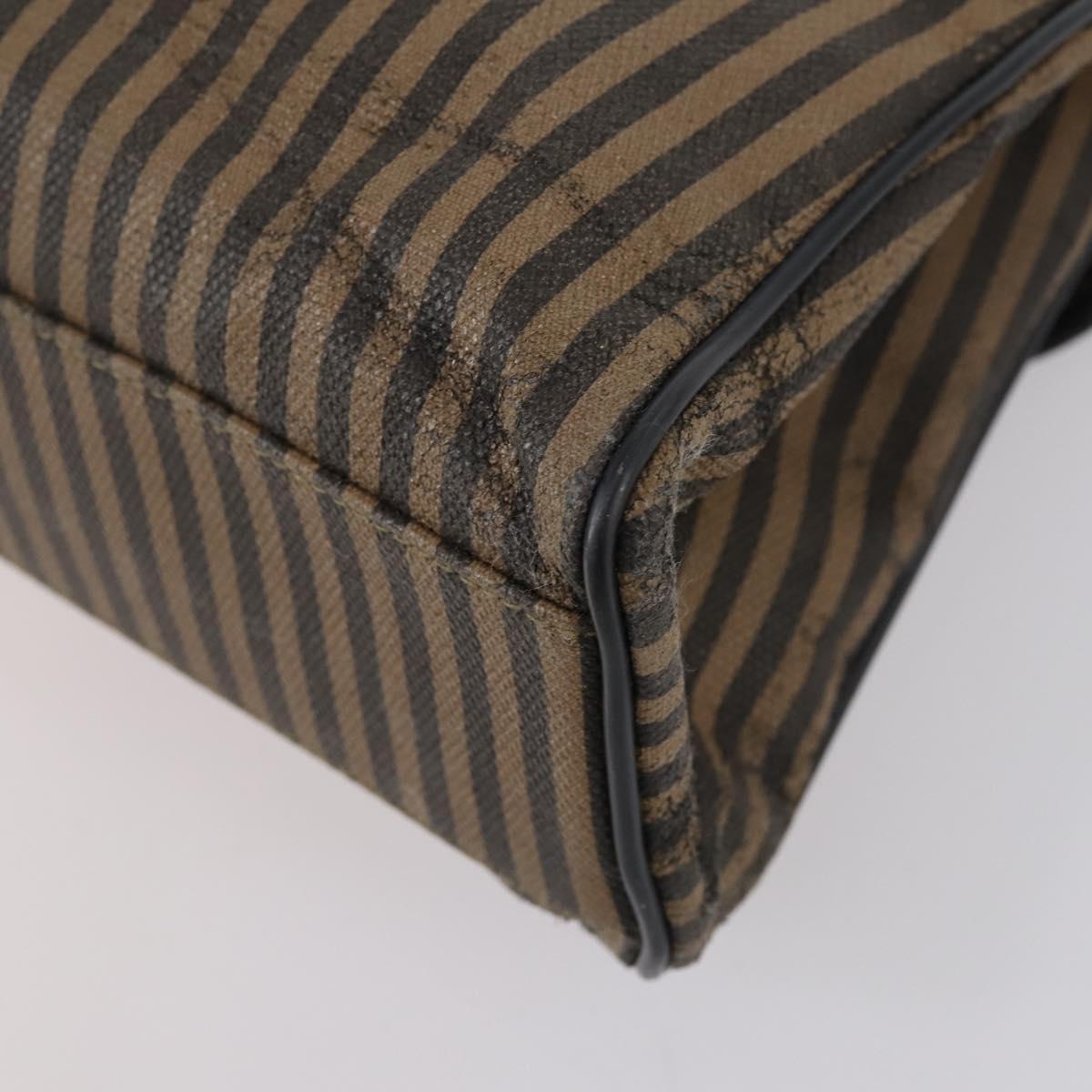 FENDI Pecan Canvas Hand Bag 2way Black Brown Auth mr1555