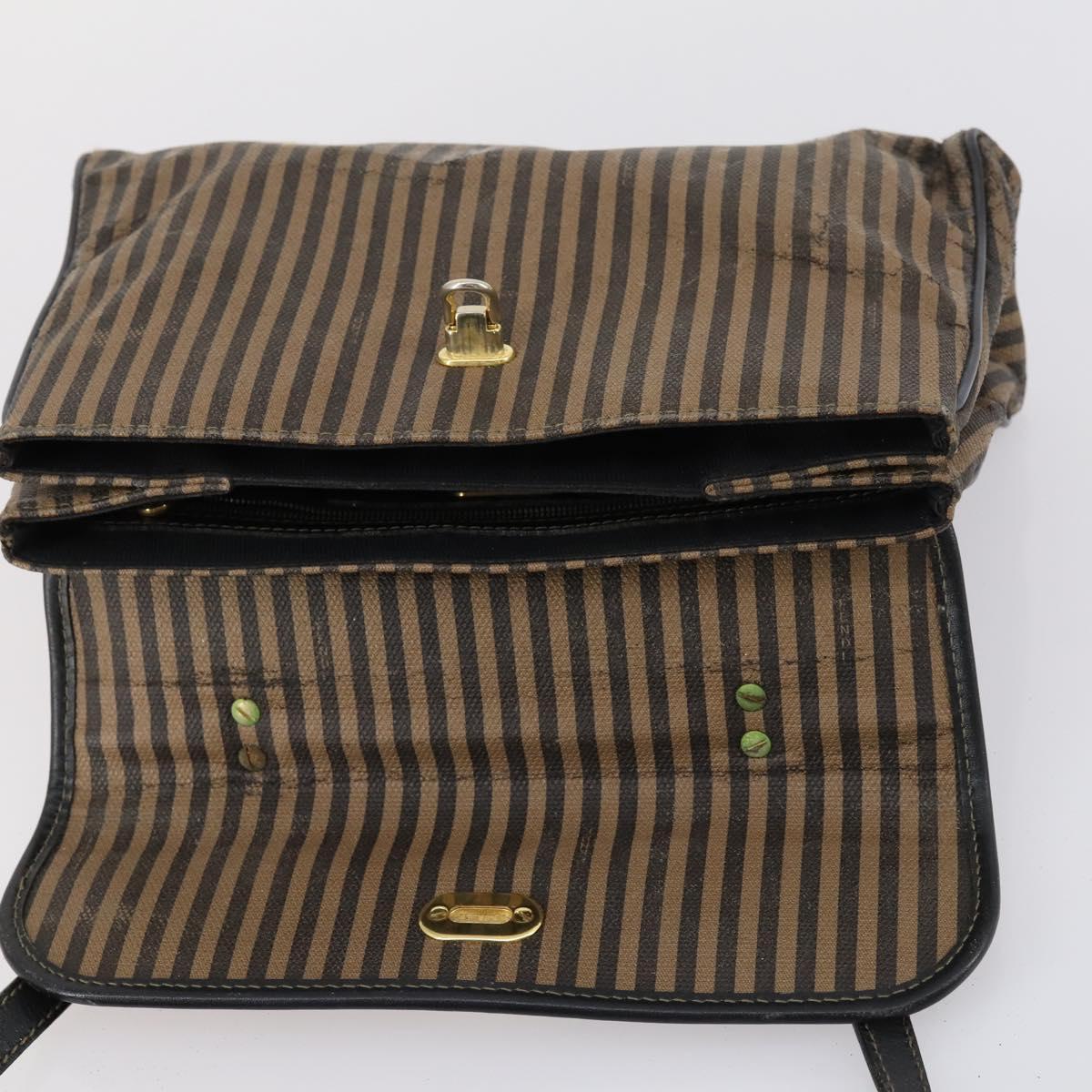 FENDI Pecan Canvas Hand Bag 2way Black Brown Auth mr1555