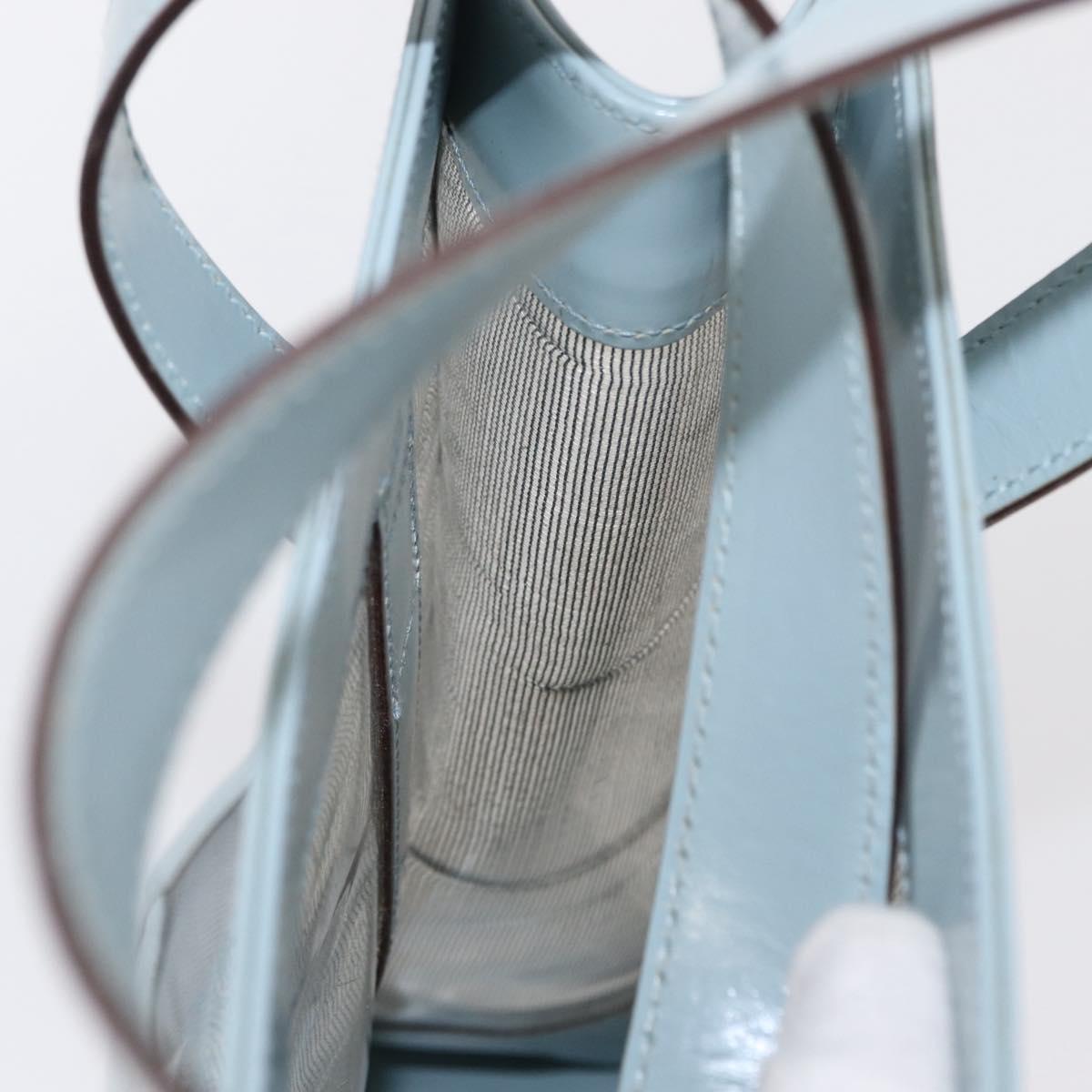 GUCCI mesh Hand Bag Nylon Light Blue Silver Auth mr1557