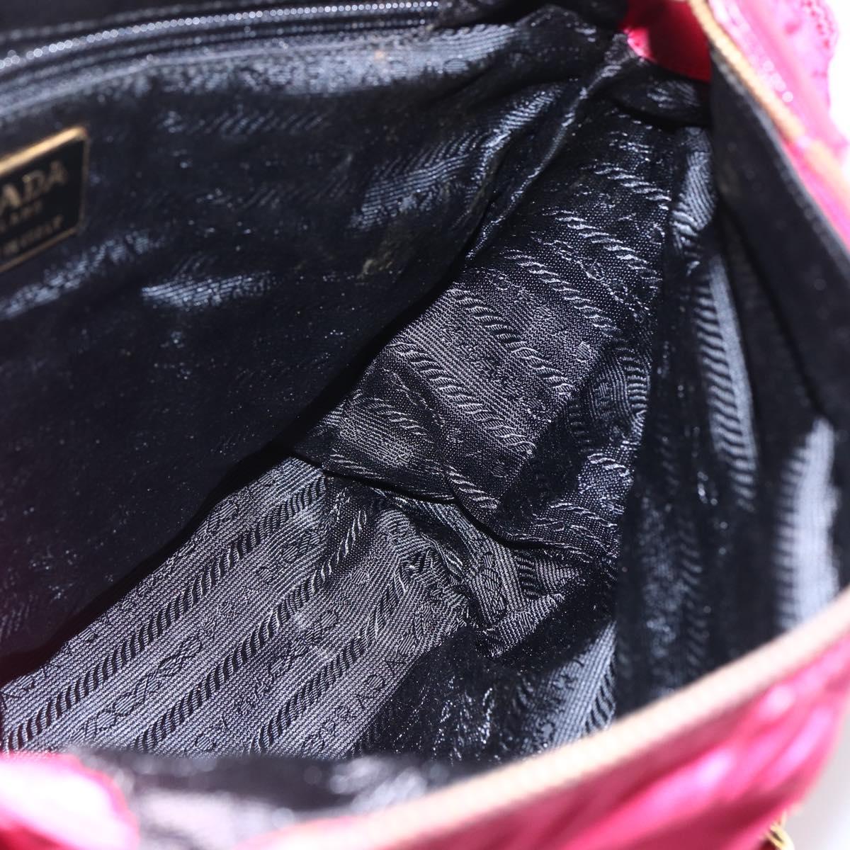 PRADA Quilted Chain Shoulder Bag Nylon Pink Gold Auth mr1558
