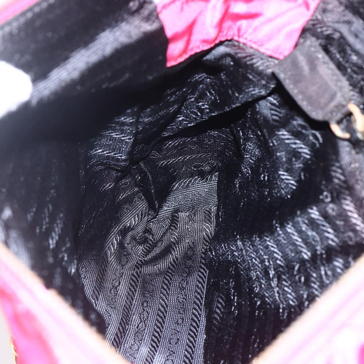 PRADA Quilted Chain Shoulder Bag Nylon Pink Gold Auth mr1558