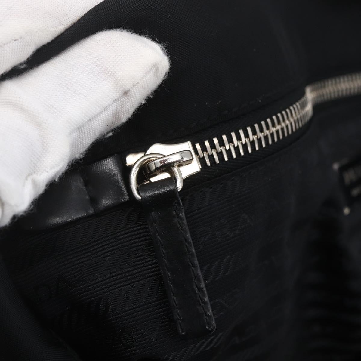 PRADA Hand Bag Nylon Black Silver Auth mr1559