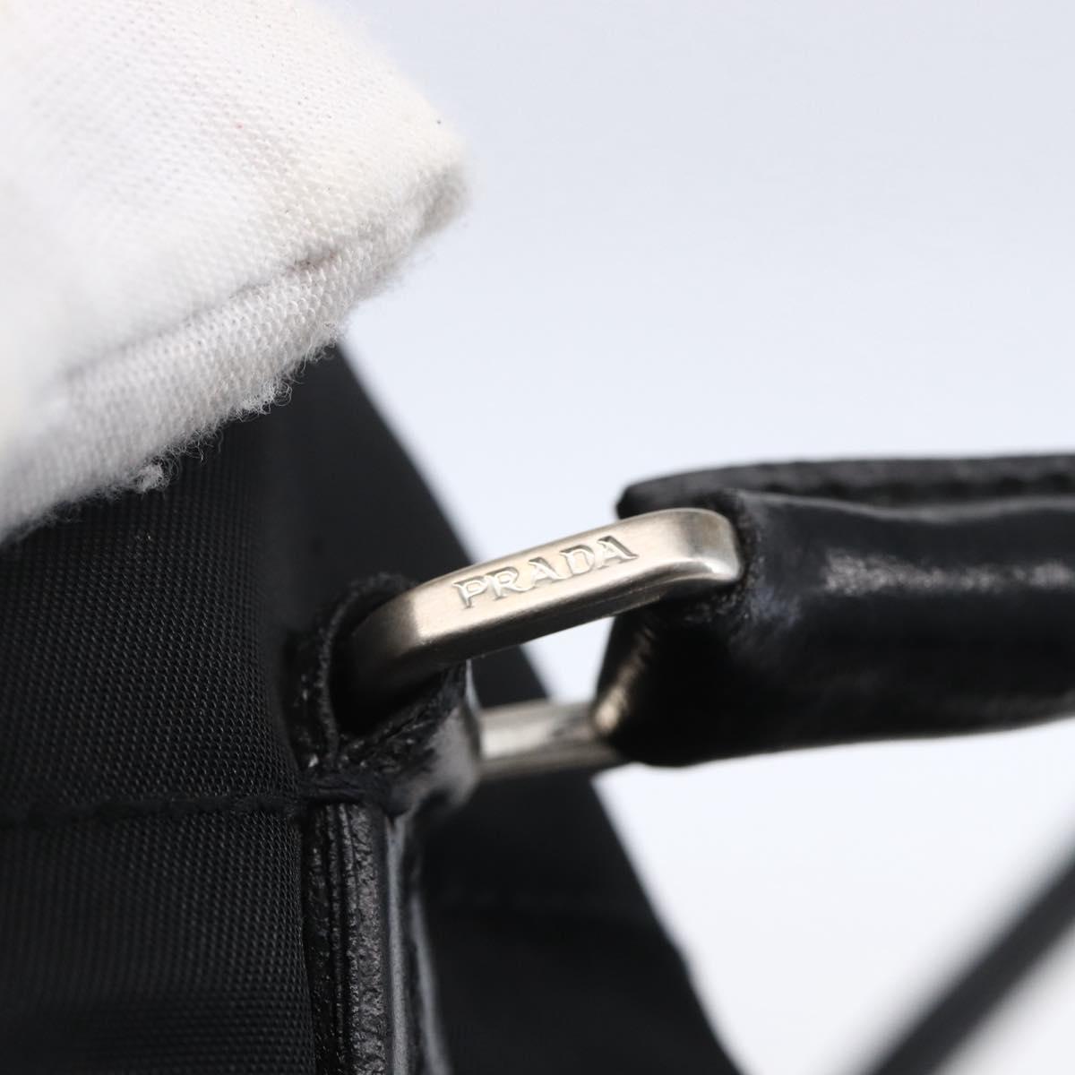 PRADA Hand Bag Nylon Black Silver Auth mr1559