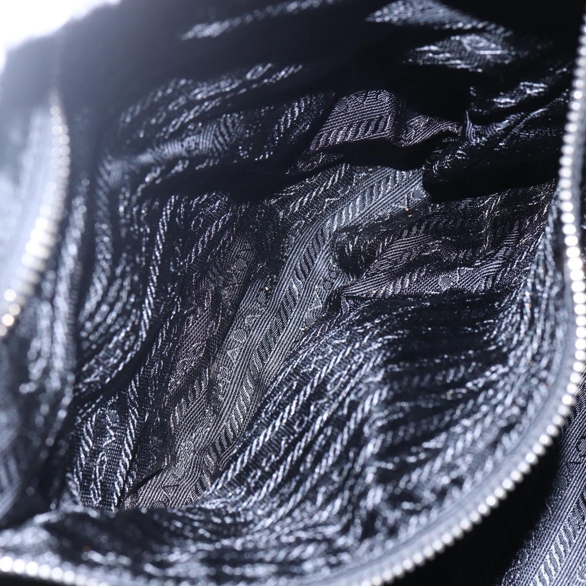 PRADA Hand Bag Nylon Black Silver Auth mr1559