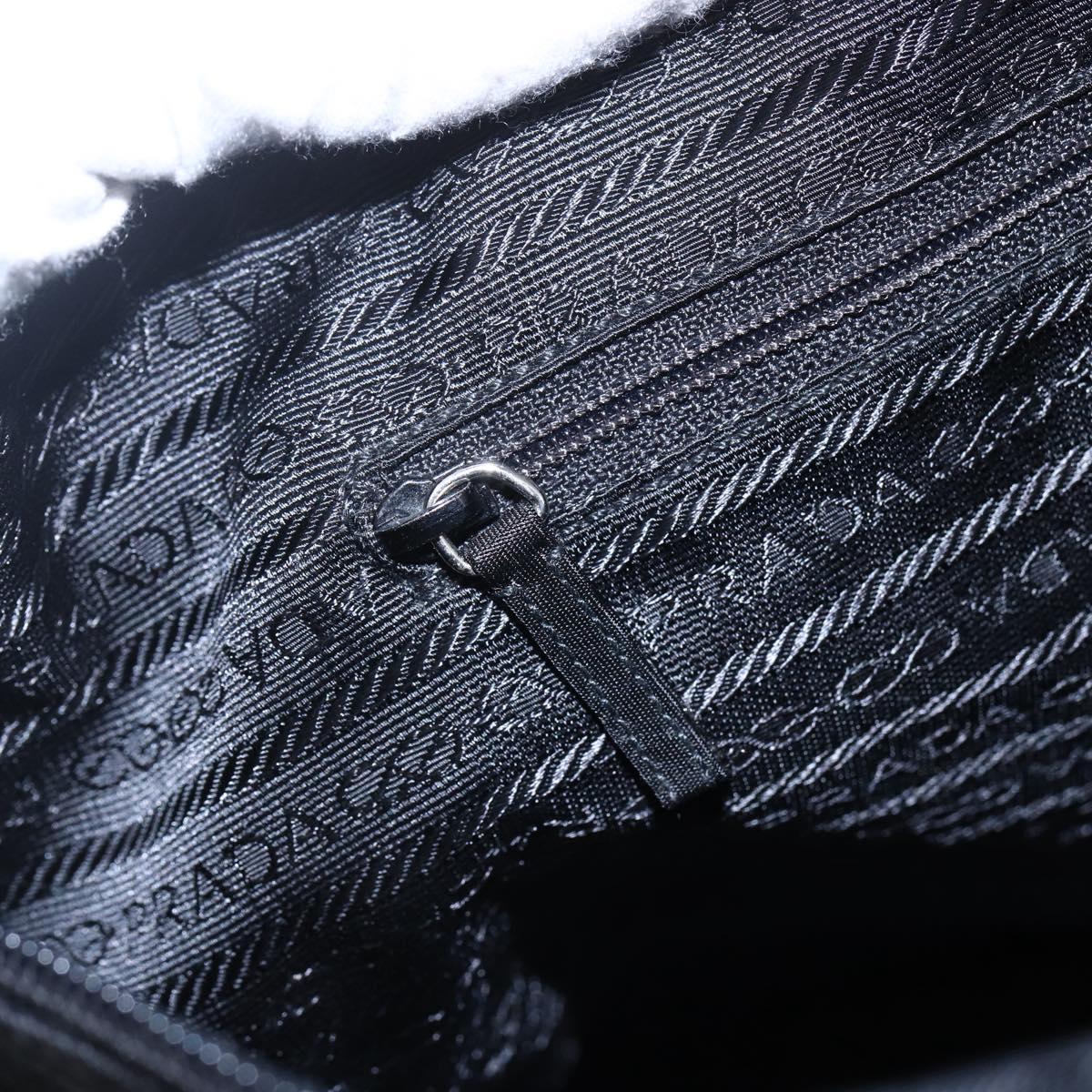 PRADA Hand Bag Nylon Black Silver Auth mr1560