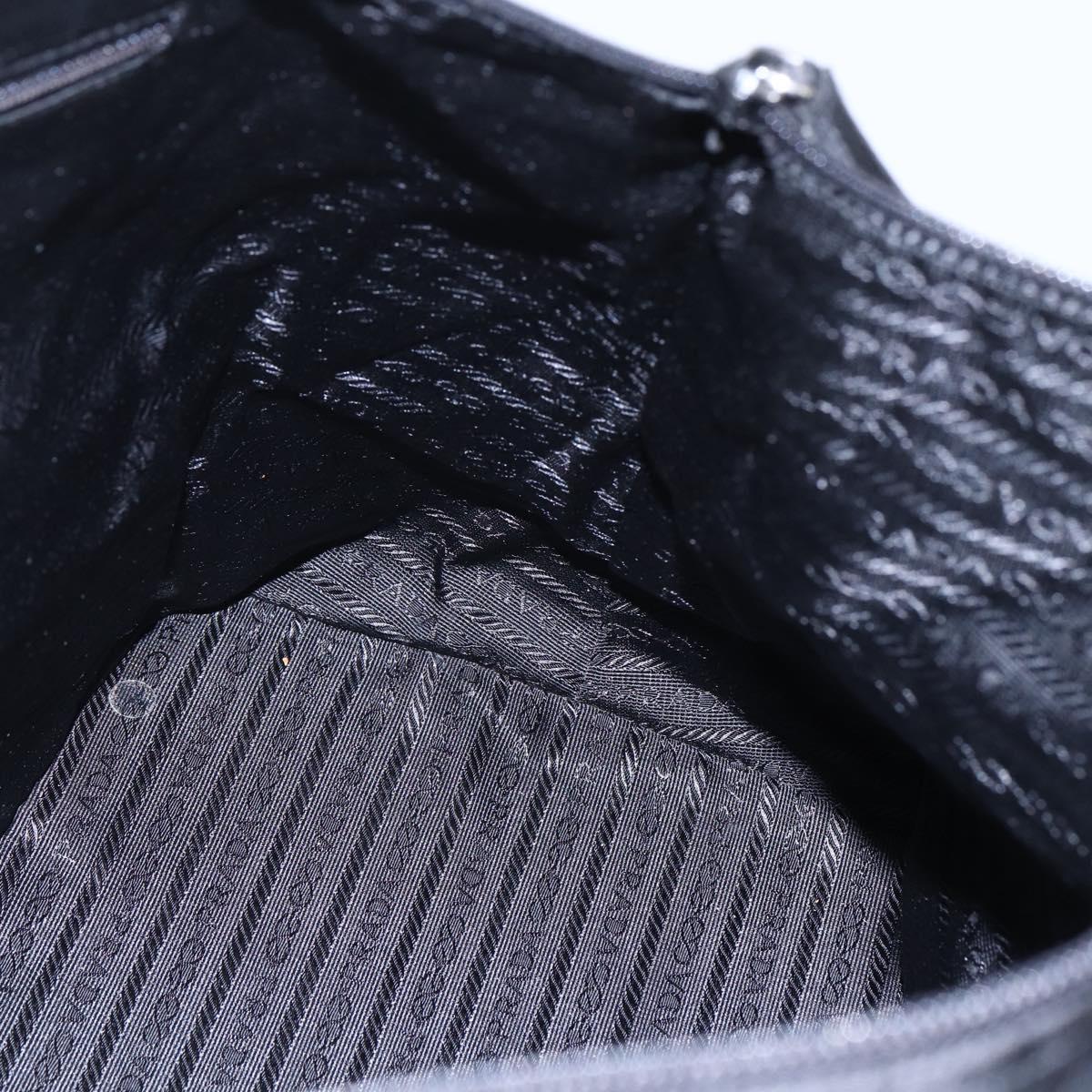 PRADA Hand Bag Nylon Black Silver Auth mr1560