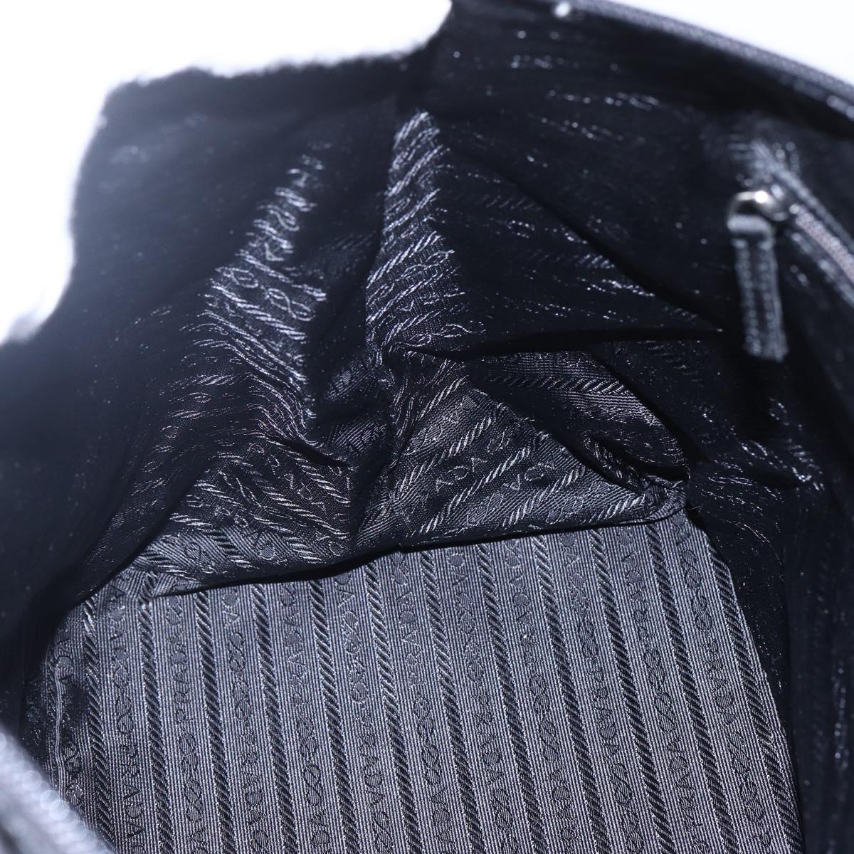 PRADA Hand Bag Nylon Black Silver Auth mr1560