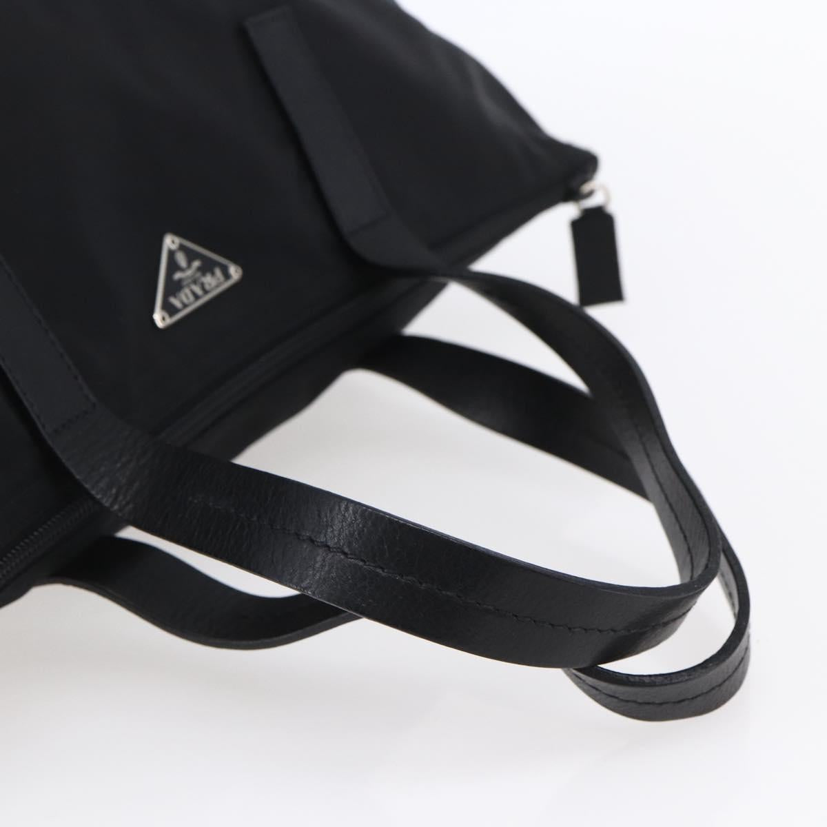 PRADA Hand Bag Nylon Black Silver Auth mr1560