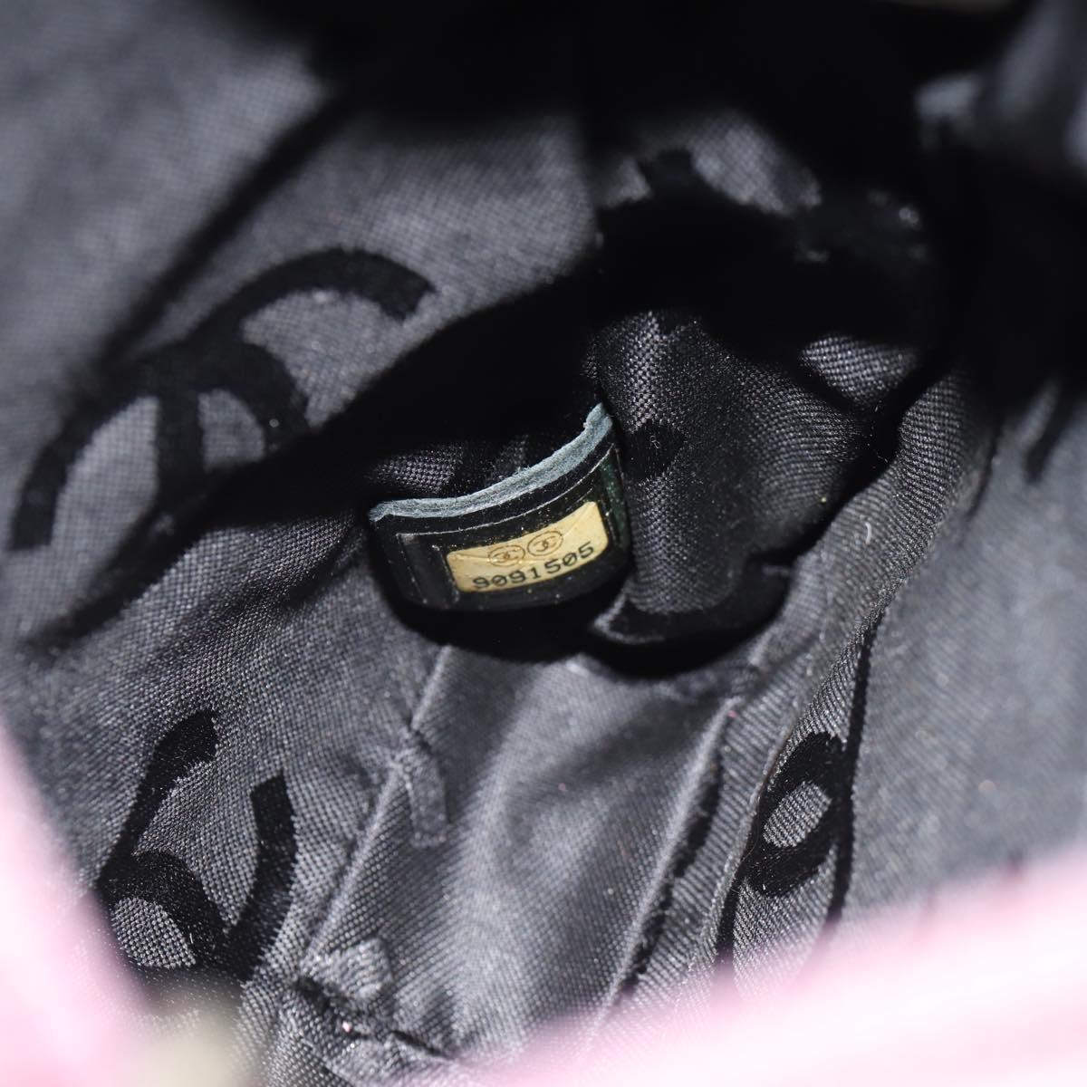 CHANEL Cambon Line Shoulder Bag Leather Pink Black CC Auth mr1562V