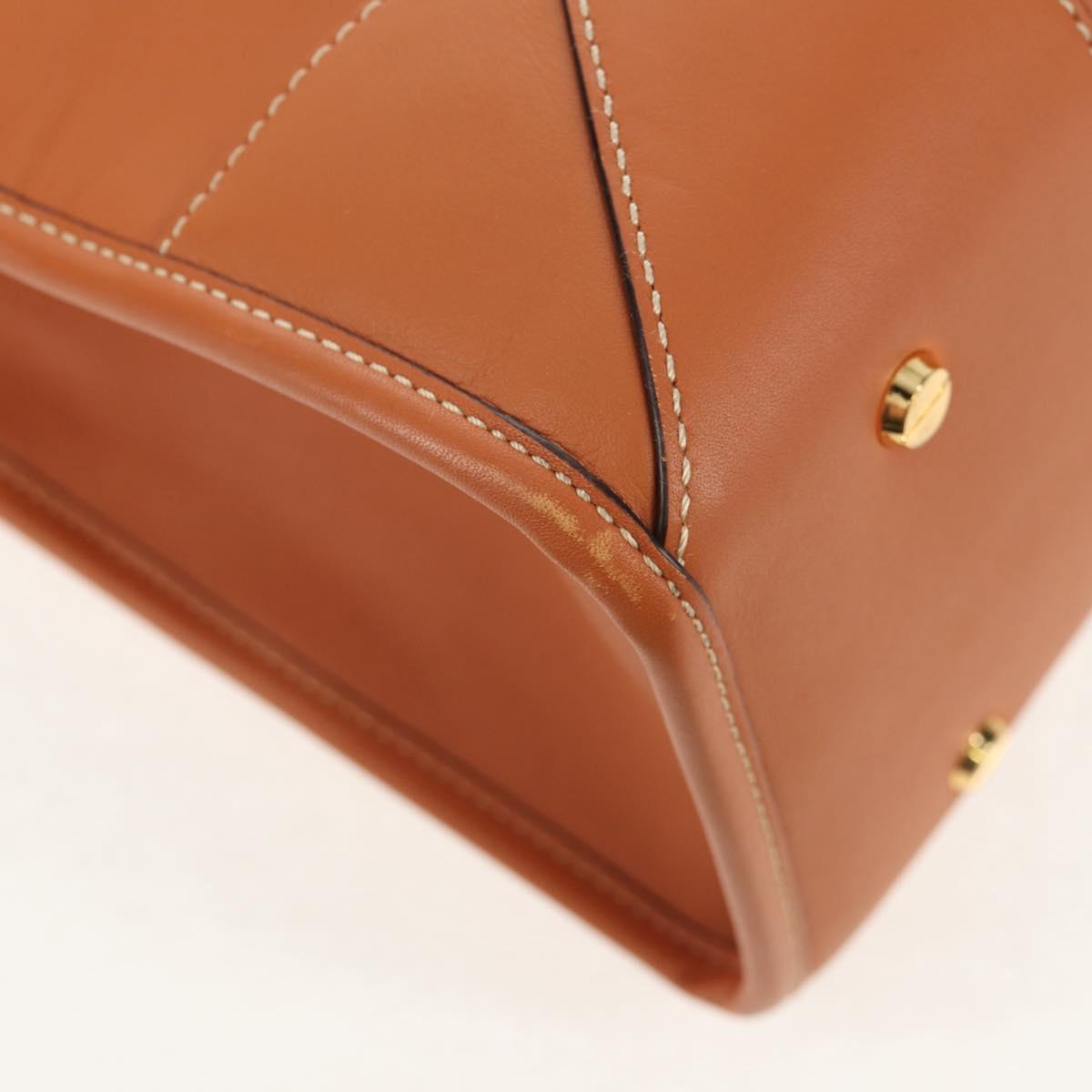 MCM Hand Bag Leather Brown Gold Auth mr1563A