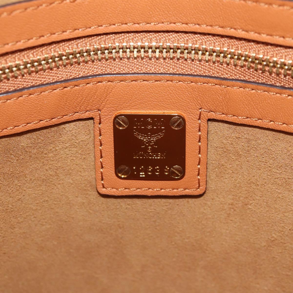 MCM Hand Bag Leather Brown Gold Auth mr1563A