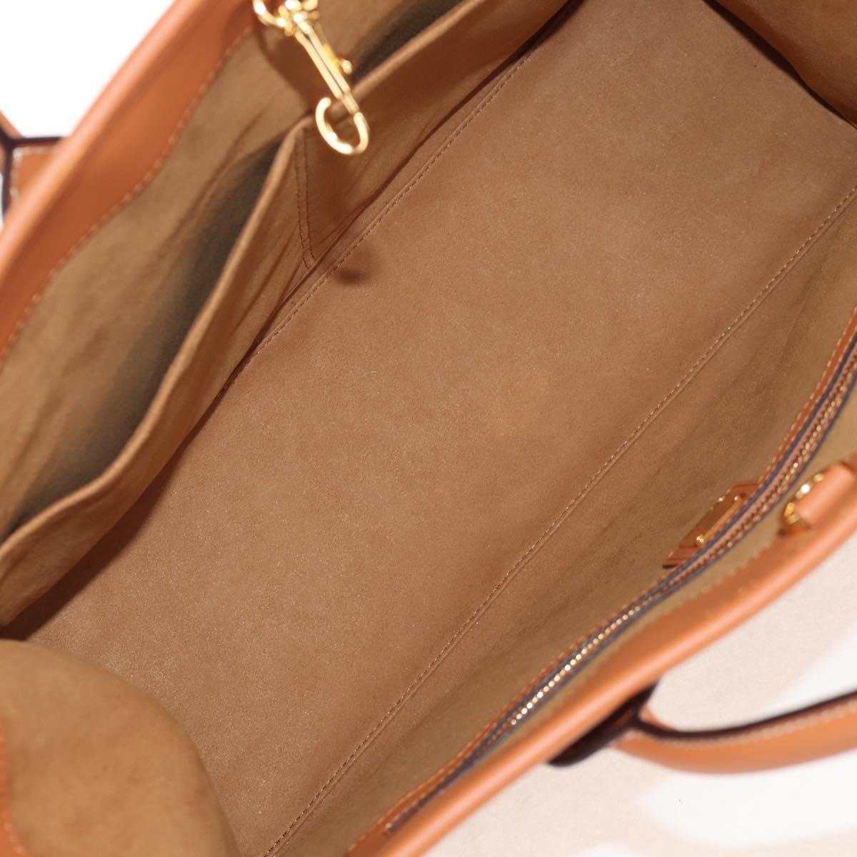 MCM Hand Bag Leather Brown Gold Auth mr1563A