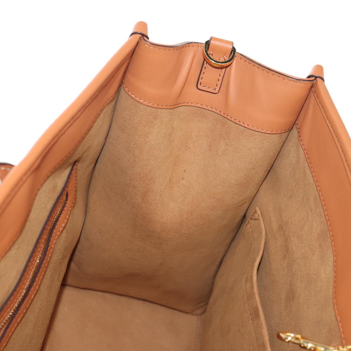 MCM Hand Bag Leather Brown Gold Auth mr1563A