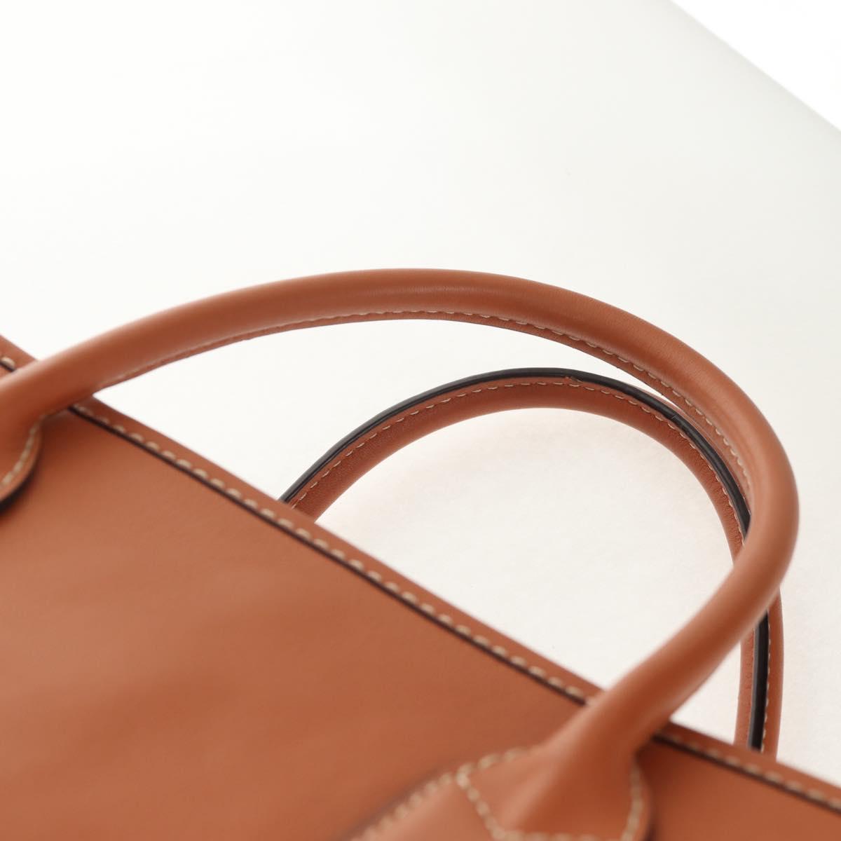 MCM Hand Bag Leather Brown Gold Auth mr1563A
