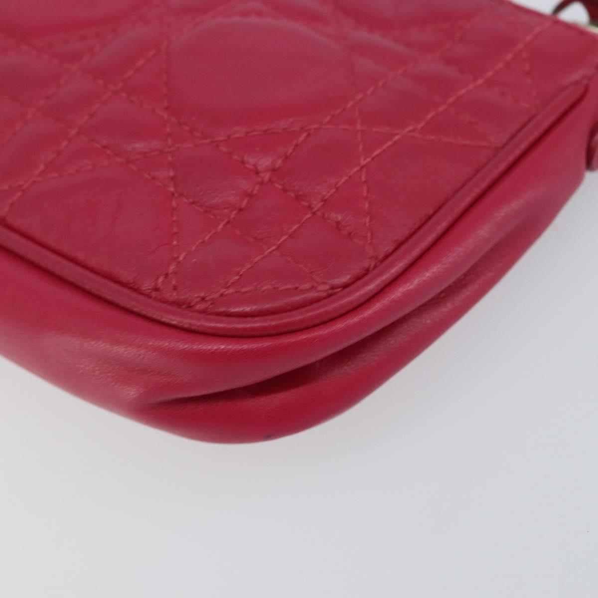Christian Dior Canage Chain Shoulder Bag Lamb Skin Pink Silver Auth mr1565