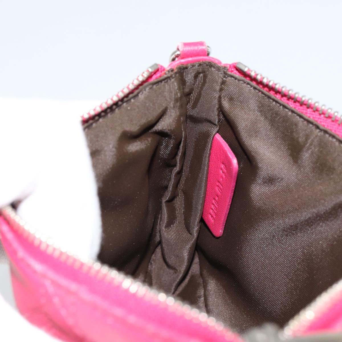 Christian Dior Canage Chain Shoulder Bag Lamb Skin Pink Silver Auth mr1565