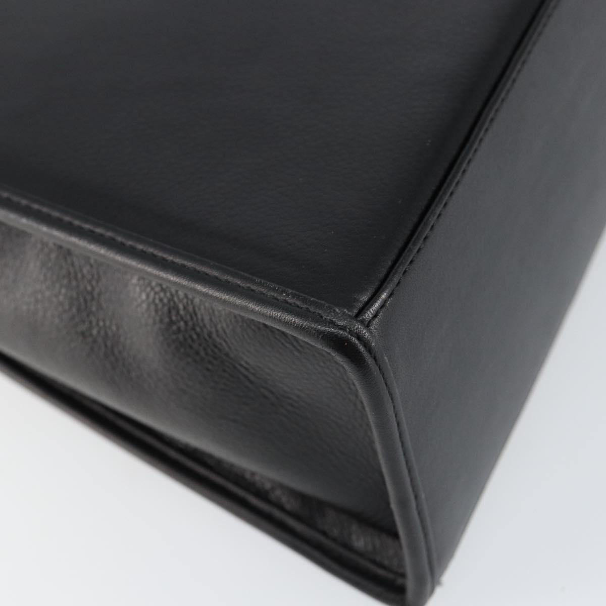 SAINT LAURENT Hand Bag Leather Black Gold Auth mr1566