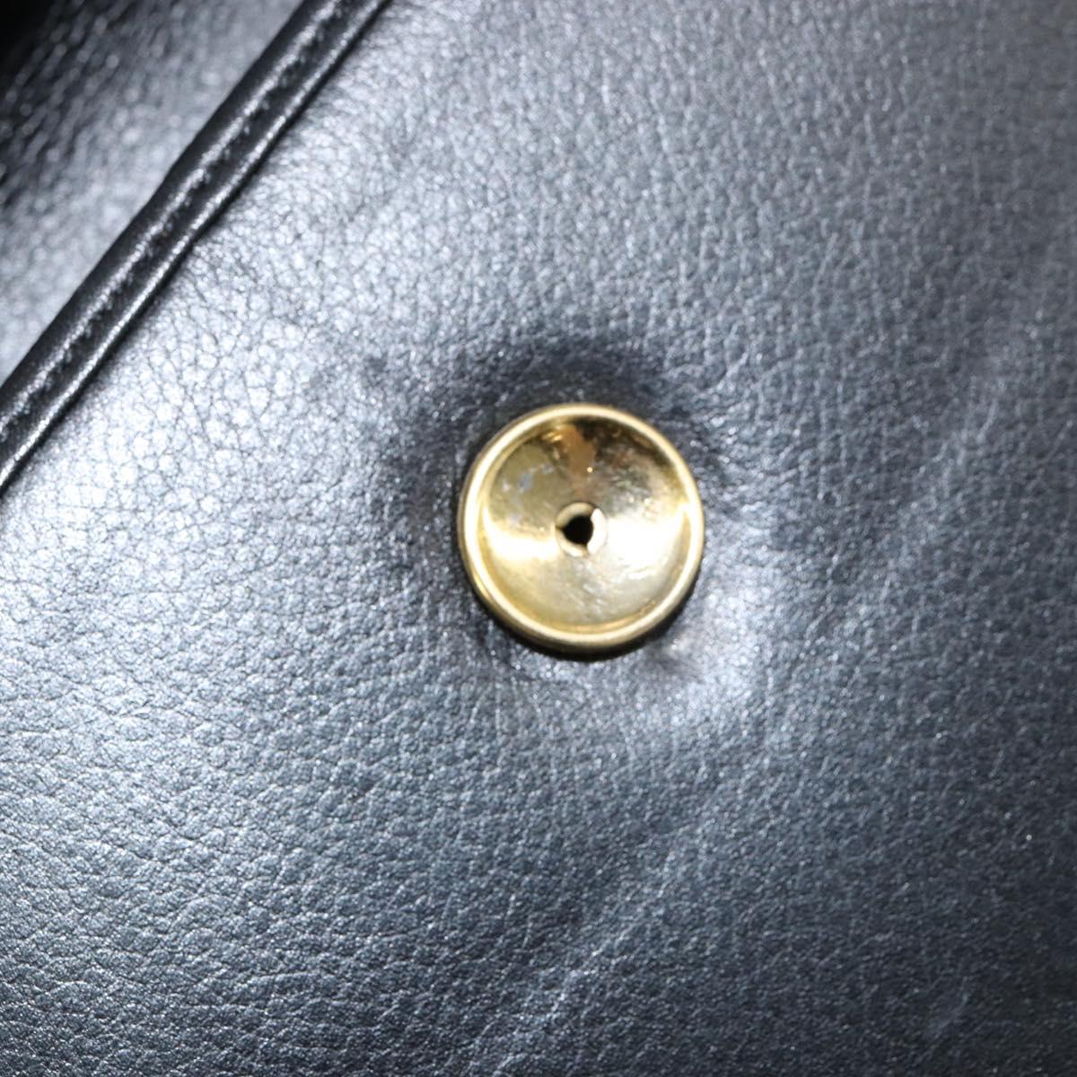 SAINT LAURENT Hand Bag Leather Black Gold Auth mr1566