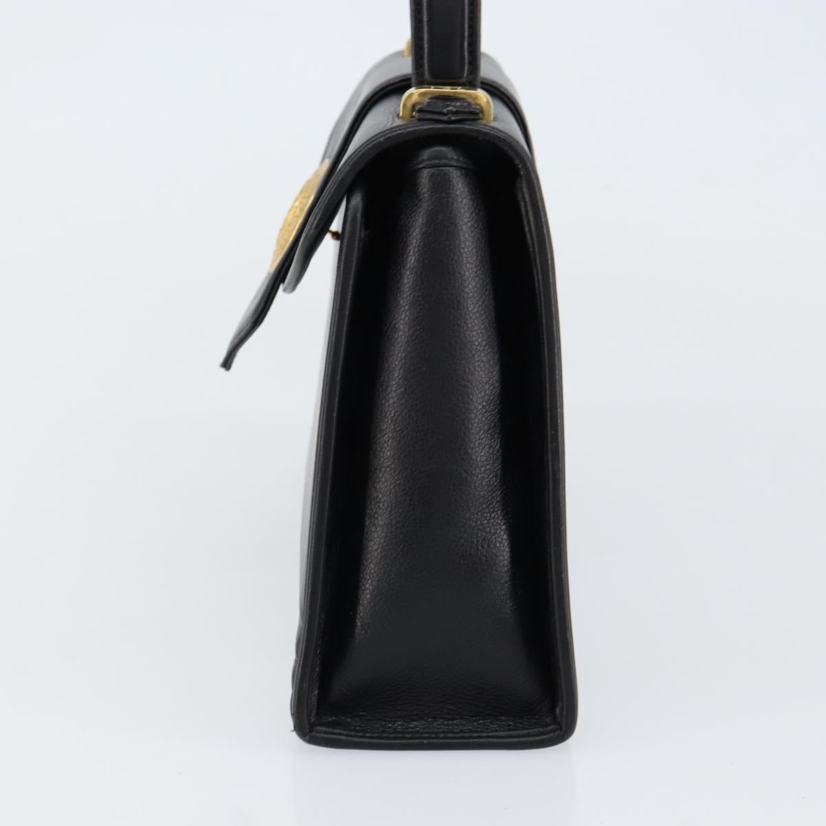 SAINT LAURENT Hand Bag Leather Black Gold Auth mr1566