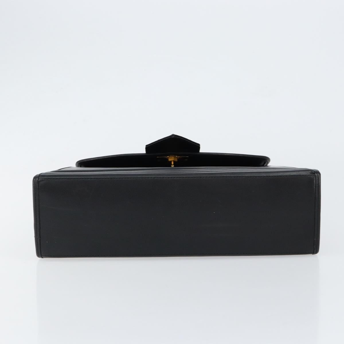 SAINT LAURENT Hand Bag Leather Black Gold Auth mr1566