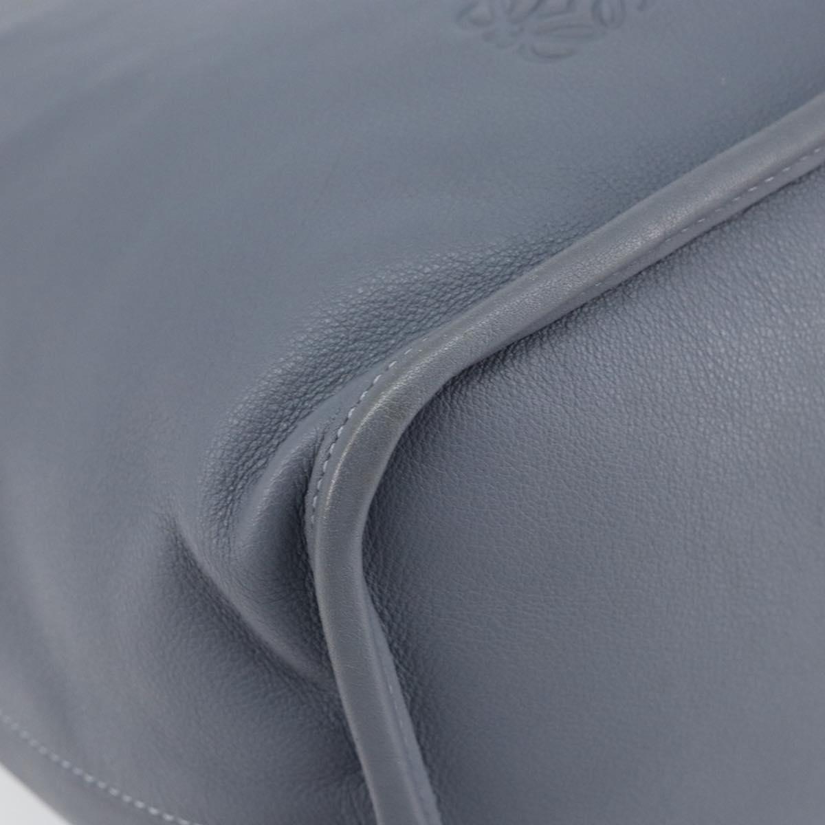 LOEWE Anagram Shoulder Bag Leather Blue Gold Auth mr1567