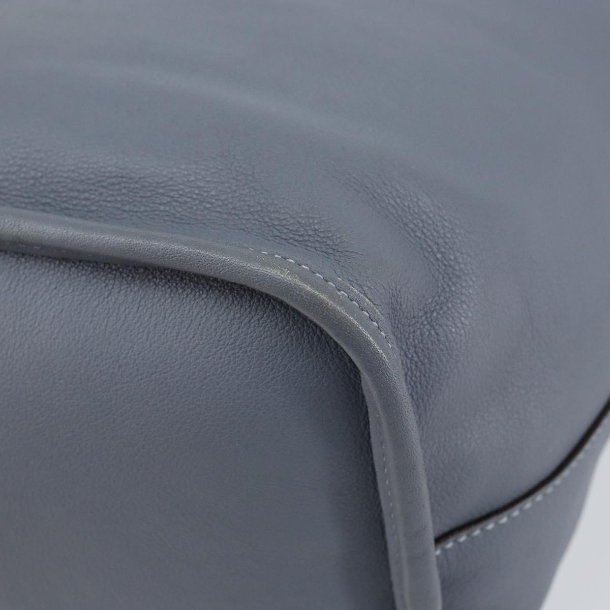 LOEWE Anagram Shoulder Bag Leather Blue Gold Auth mr1567