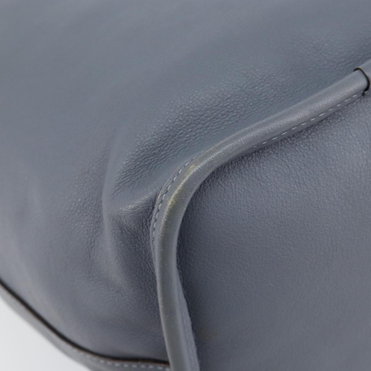 LOEWE Anagram Shoulder Bag Leather Blue Gold Auth mr1567