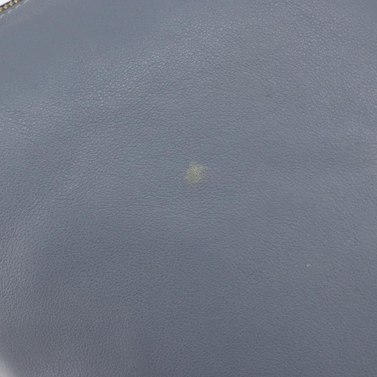 LOEWE Anagram Shoulder Bag Leather Blue Gold Auth mr1567