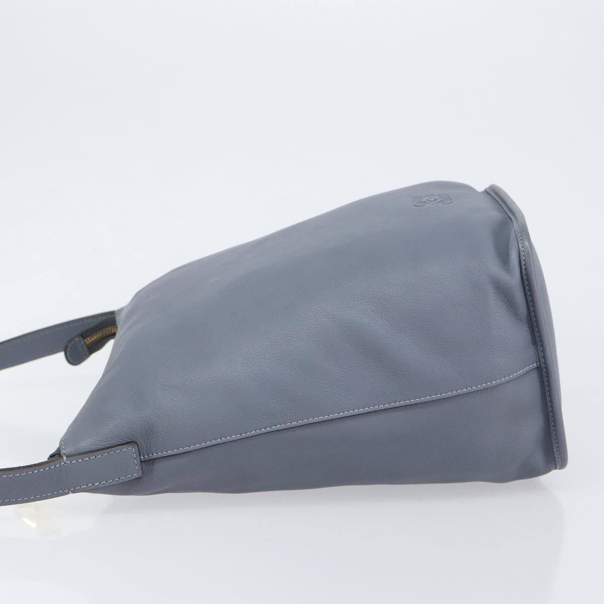 LOEWE Anagram Shoulder Bag Leather Blue Gold Auth mr1567