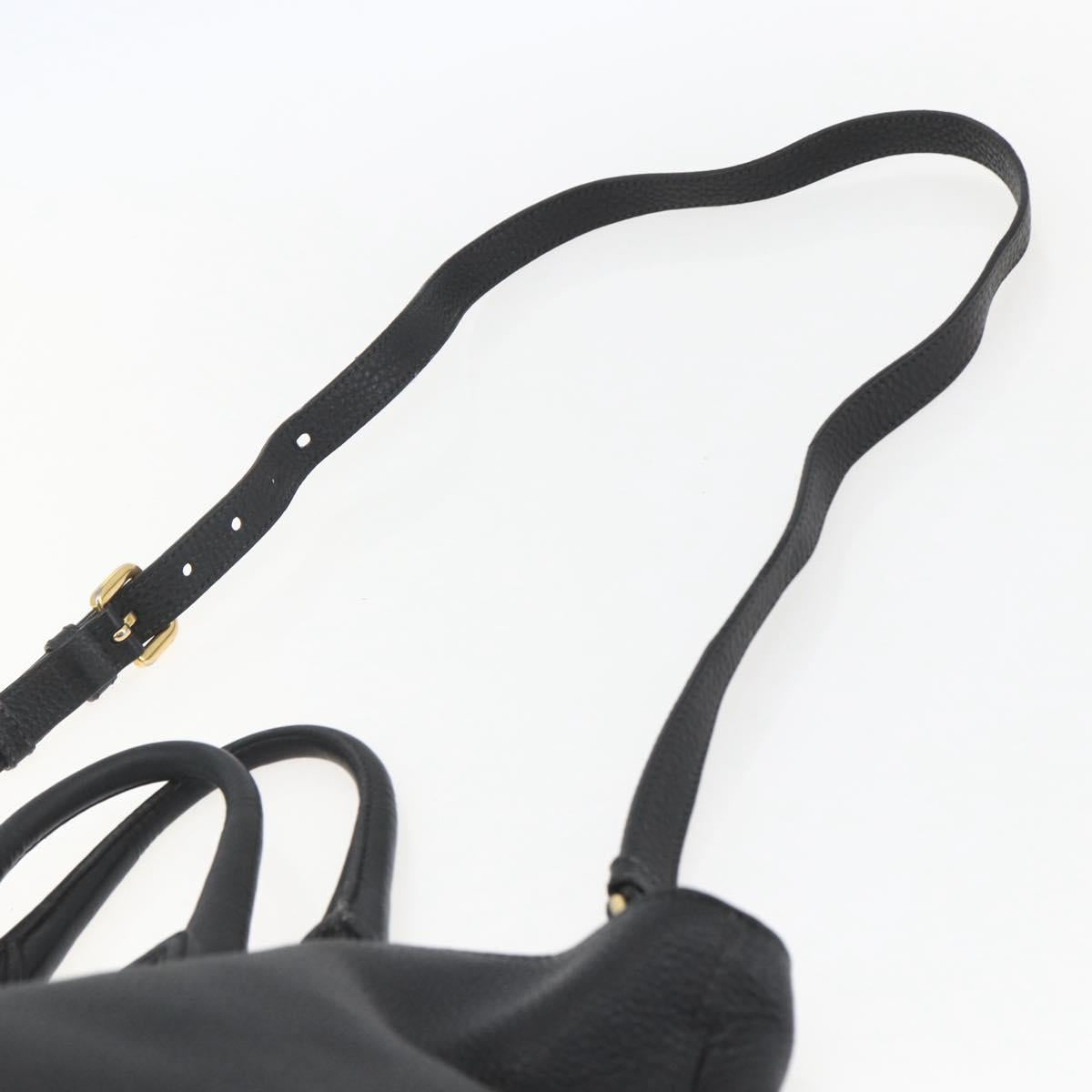 PRADA Hand Bag Leather 2way Black Gold Auth mr1569