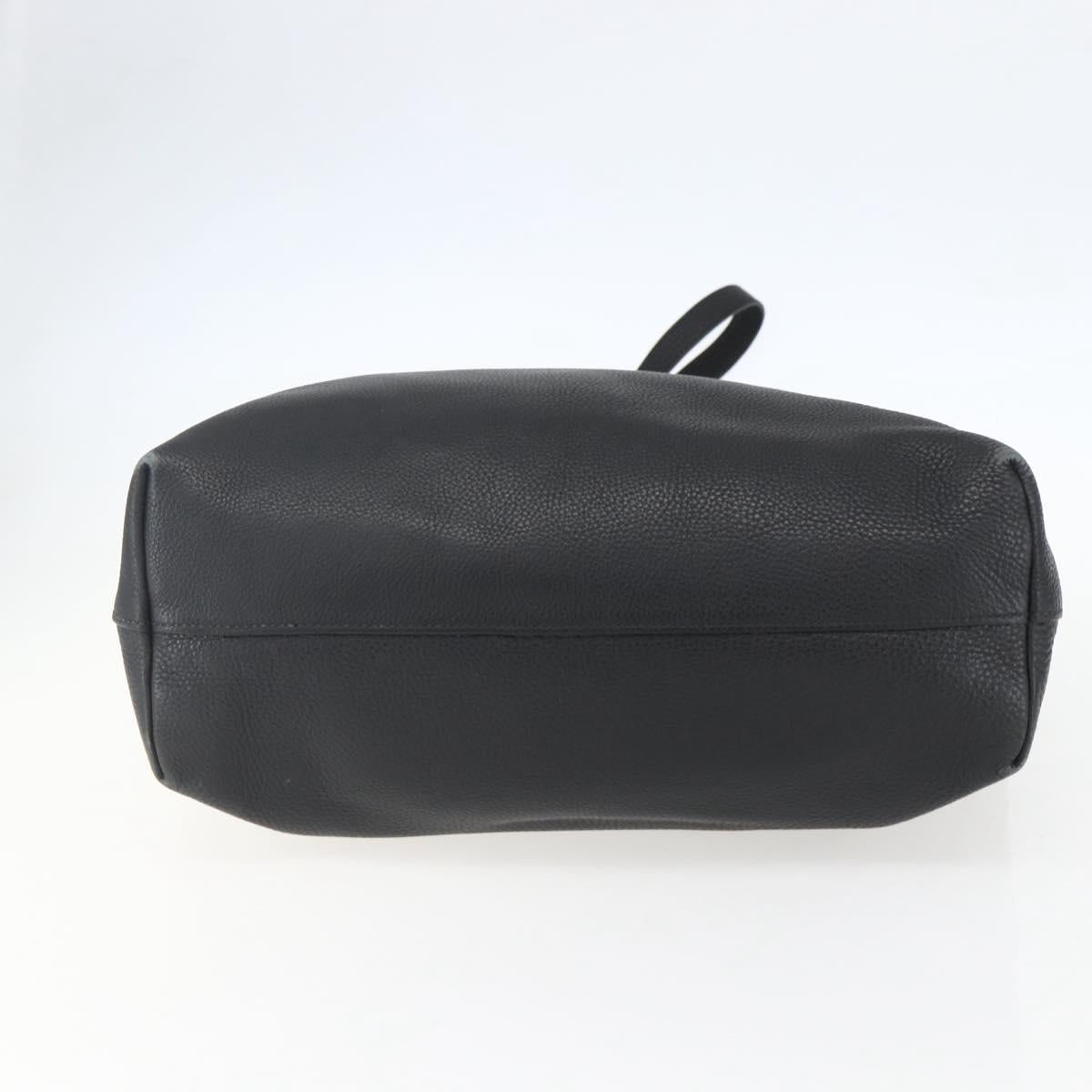 PRADA Hand Bag Leather 2way Black Gold Auth mr1569