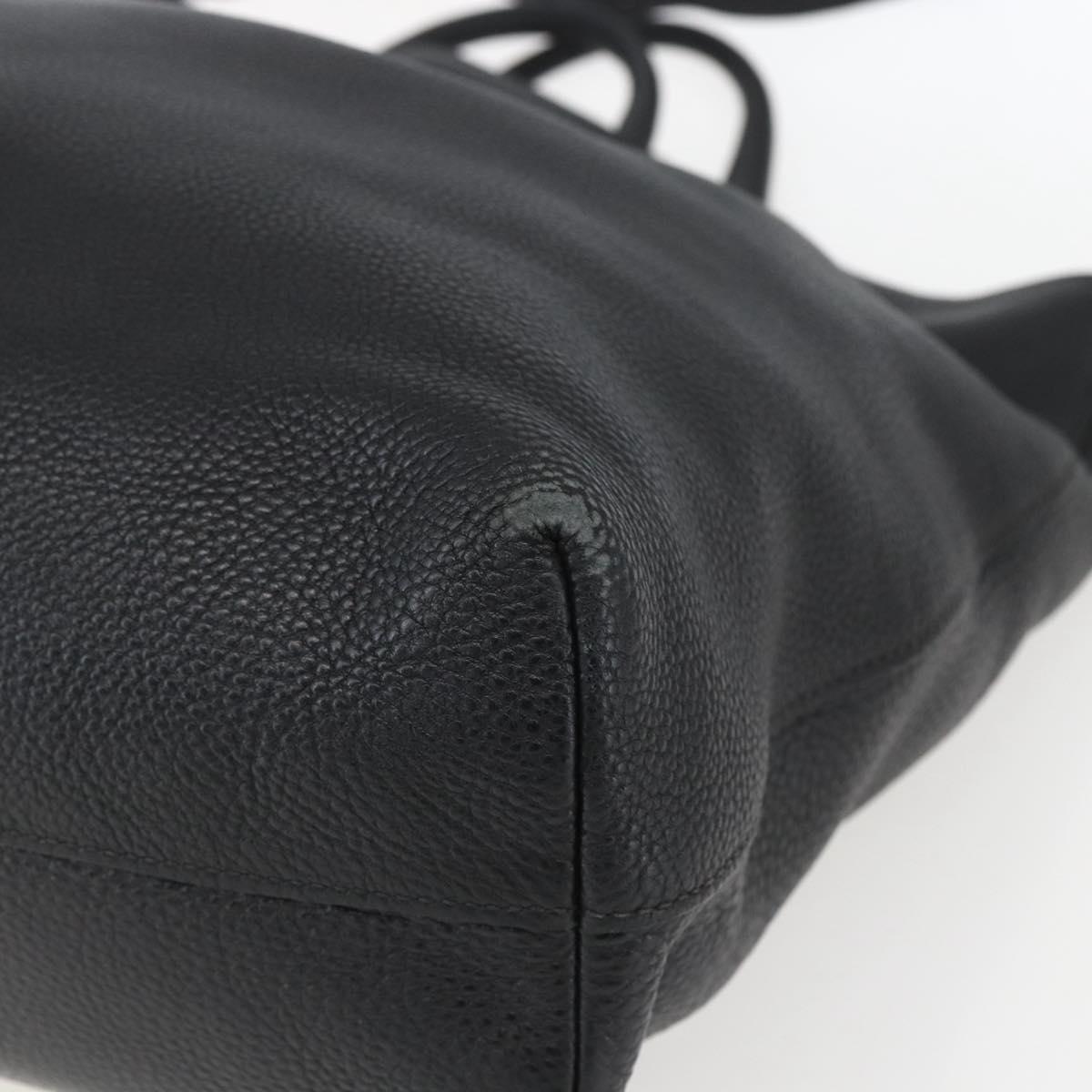 PRADA Hand Bag Leather 2way Black Gold Auth mr1569