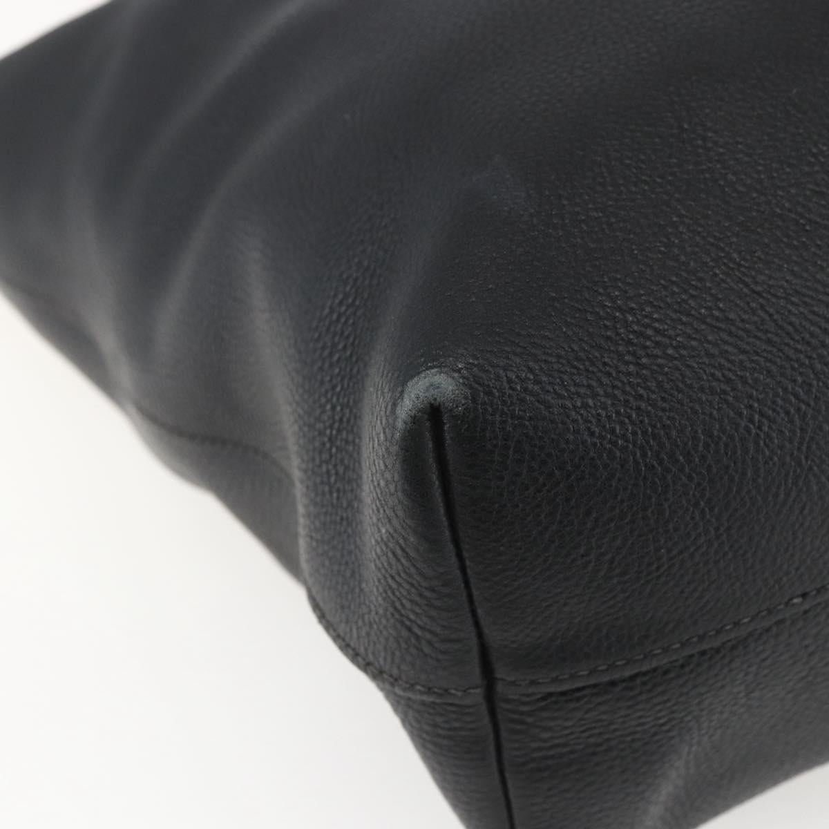 PRADA Hand Bag Leather 2way Black Gold Auth mr1569