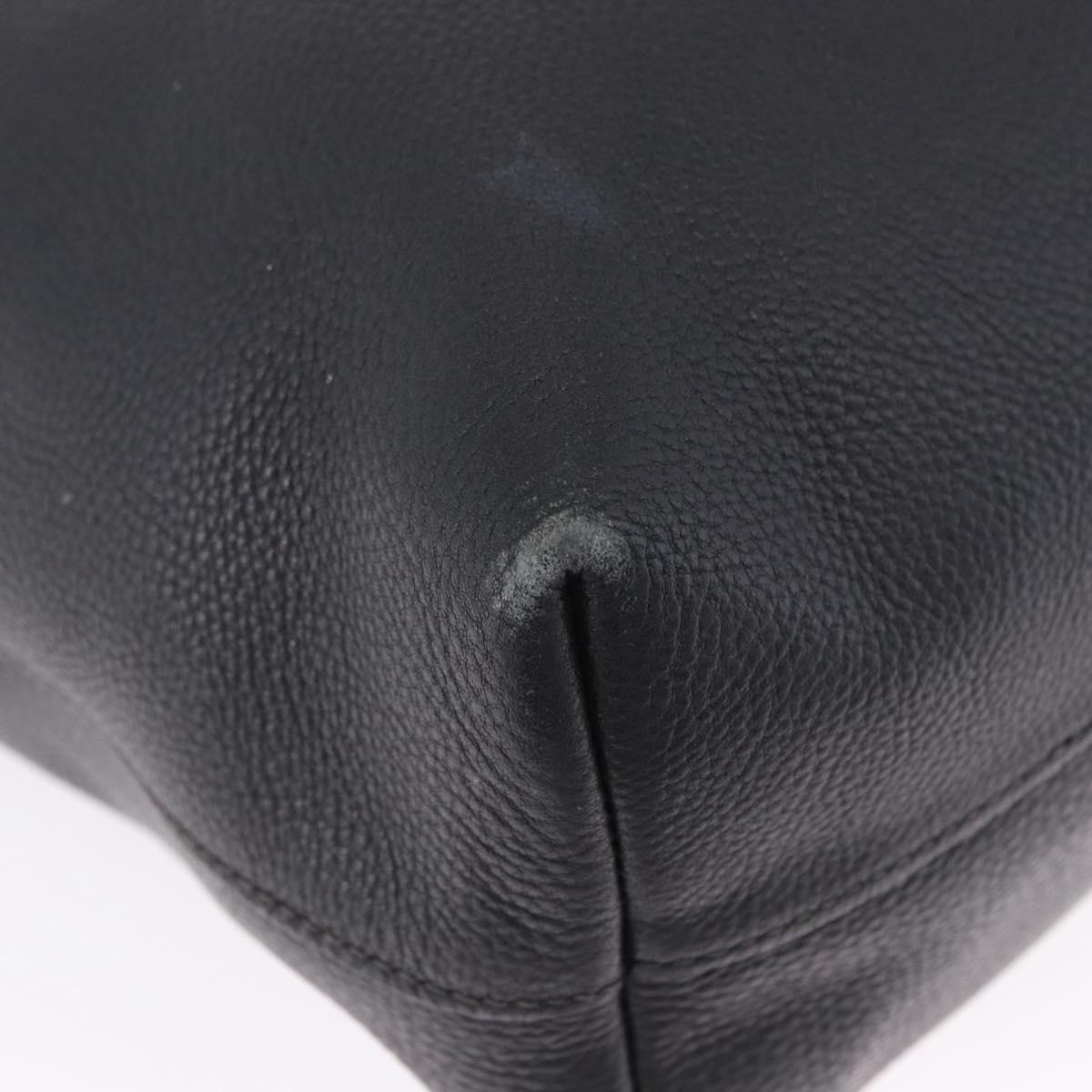 PRADA Hand Bag Leather 2way Black Gold Auth mr1569