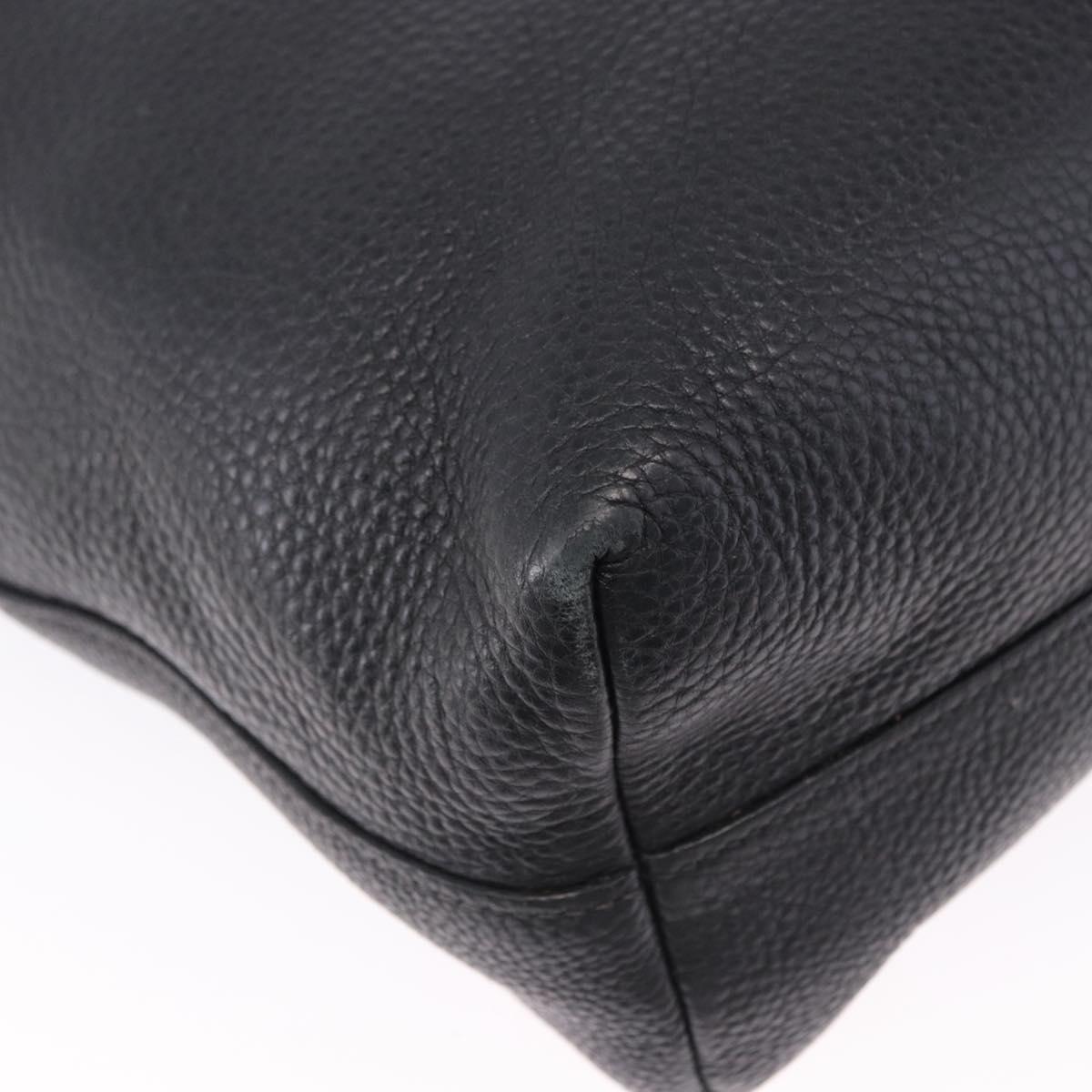 PRADA Hand Bag Leather 2way Black Gold Auth mr1569