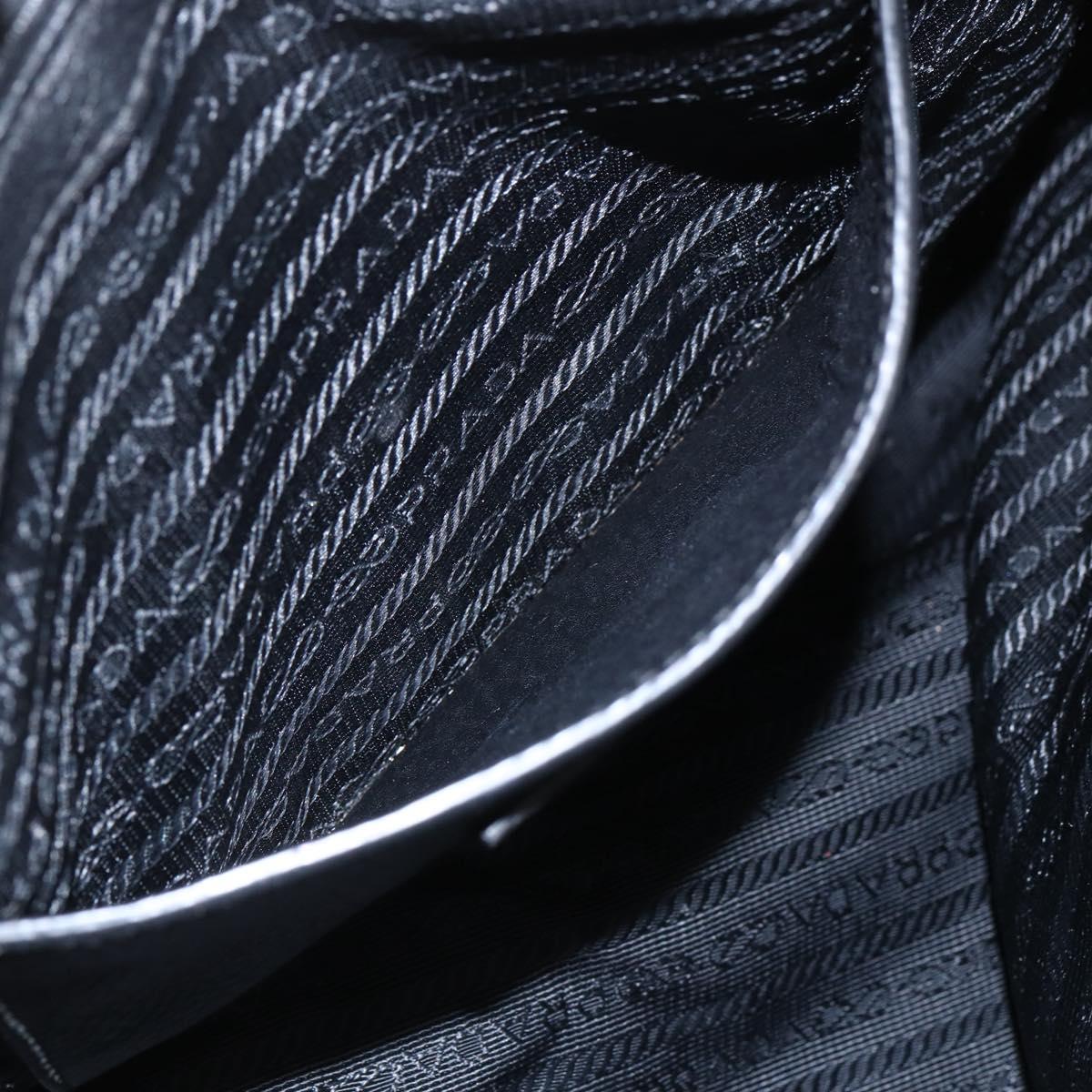 PRADA Hand Bag Leather 2way Black Gold Auth mr1569