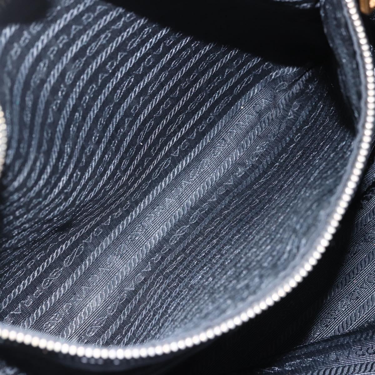 PRADA Hand Bag Leather 2way Black Gold Auth mr1569