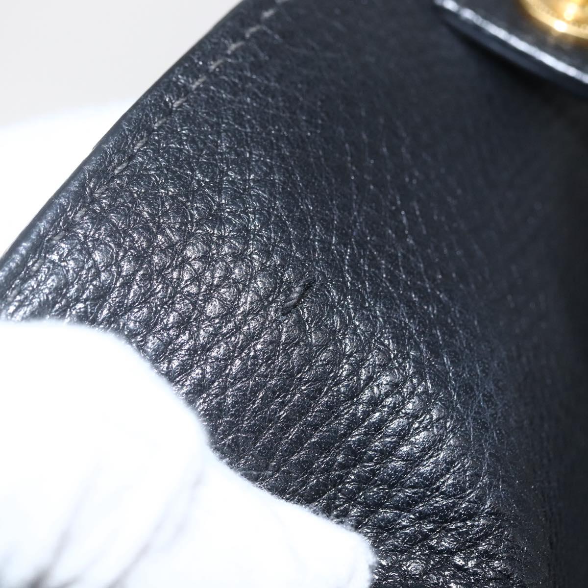 PRADA Hand Bag Leather 2way Black Gold Auth mr1569