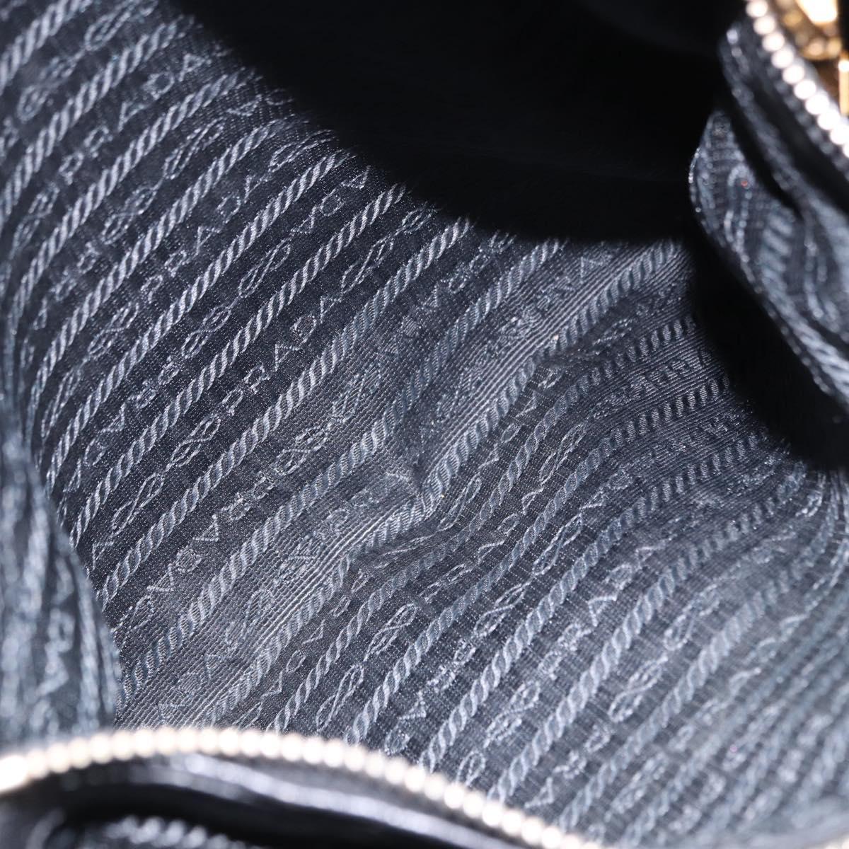 PRADA Hand Bag Leather 2way Black Gold Auth mr1569