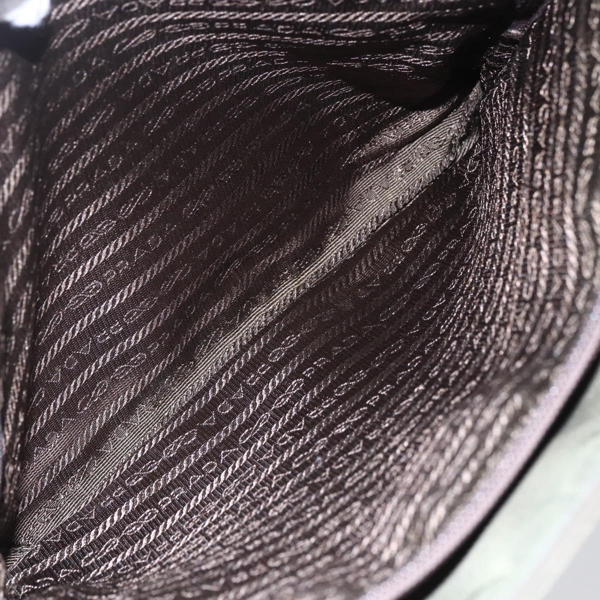 PRADA Hand Bag Nylon Khaki Silver Auth mr1570