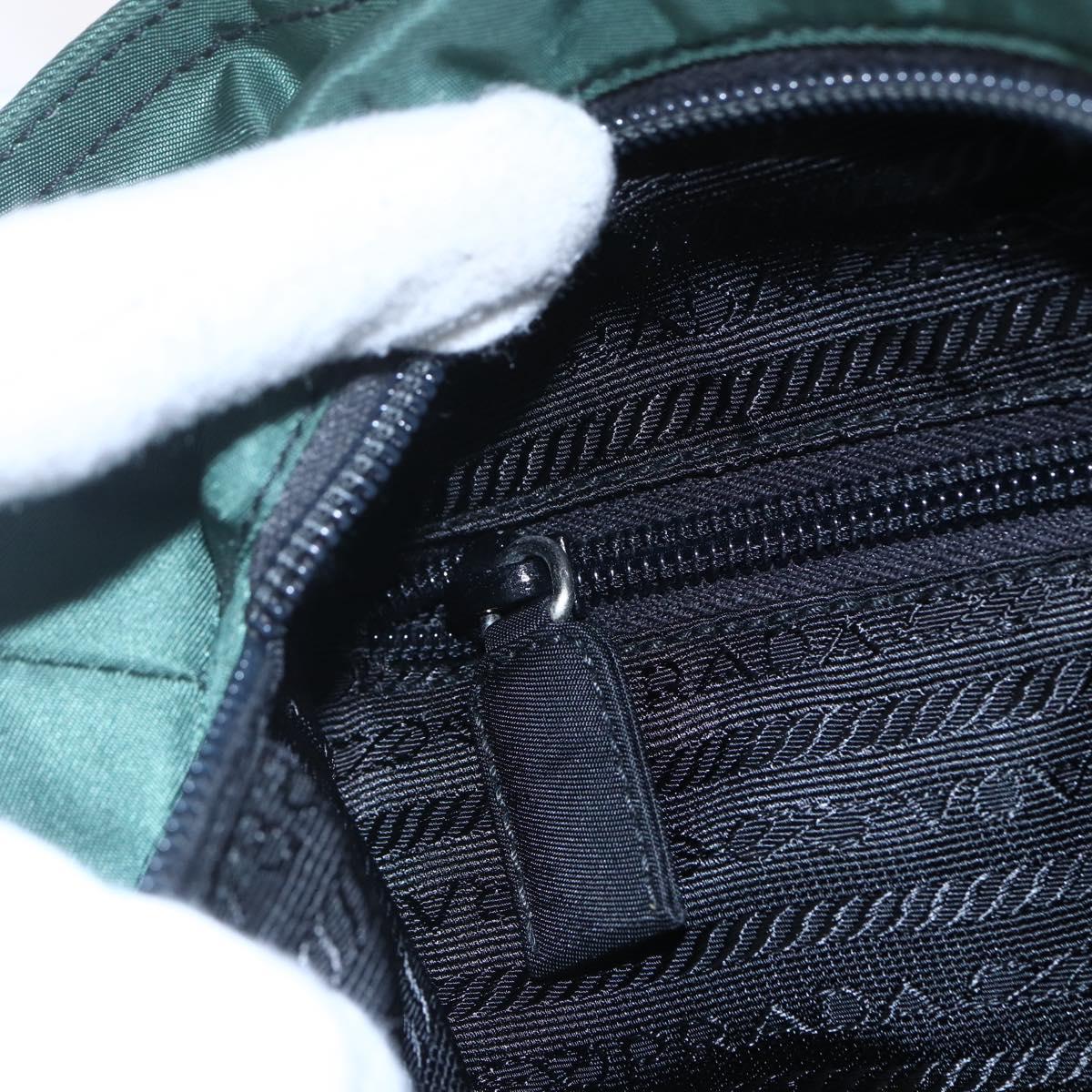 PRADA Hand Bag Nylon Green Silver Auth mr1571