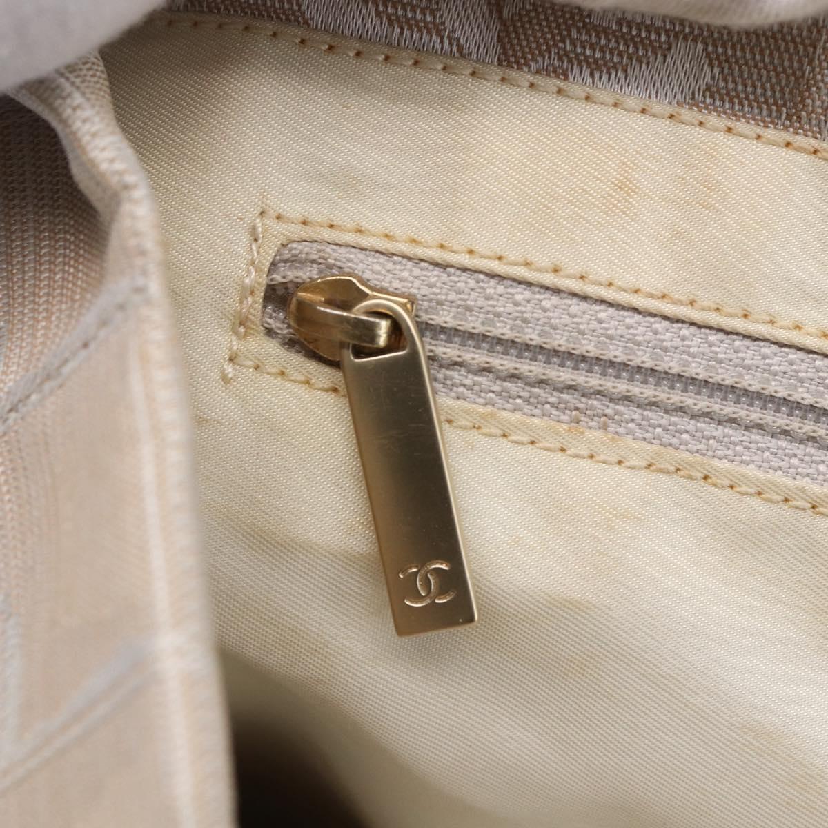 CHANEL New Travel Line Tote Bag Nylon Beige Gold CC Auth mr1575