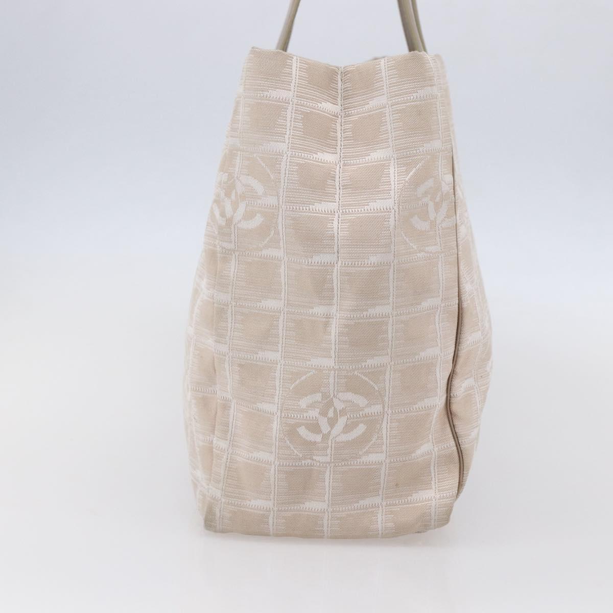 CHANEL New Travel Line Tote Bag Nylon Beige Gold CC Auth mr1575