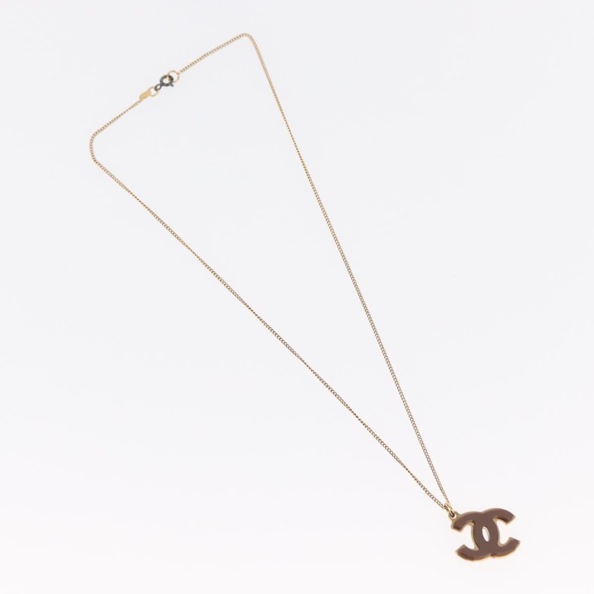 CHANEL COCO Mark Reversible Necklace Metal Gold Tone CC Auth mr1576