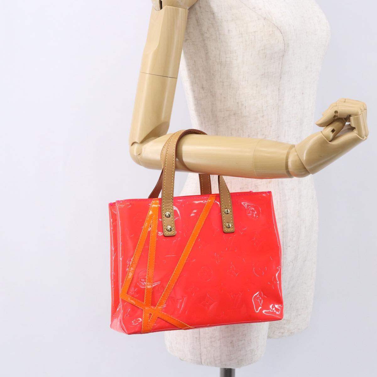 LOUIS VUITTON Monogram Vernis Fluo Reade PM Hand Bag Red M91903 LV Auth mr1578