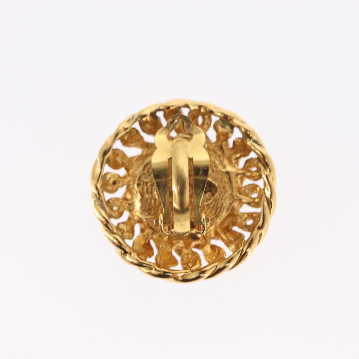 CHANEL Pearl Earring metal Gold CC Auth mr1579