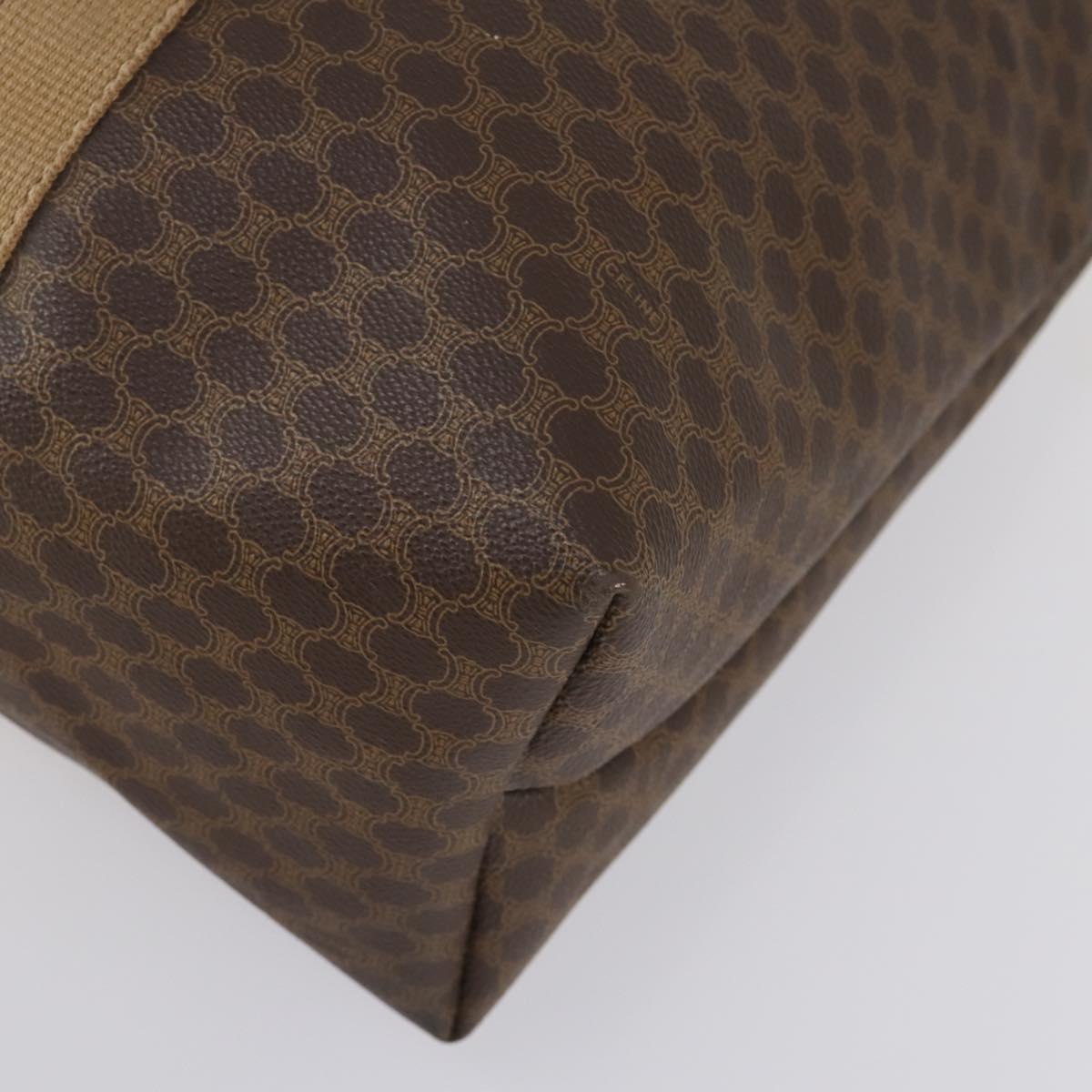 CELINE Macadam Canvas Boston Bag PVC Brown Gold Auth mr1580