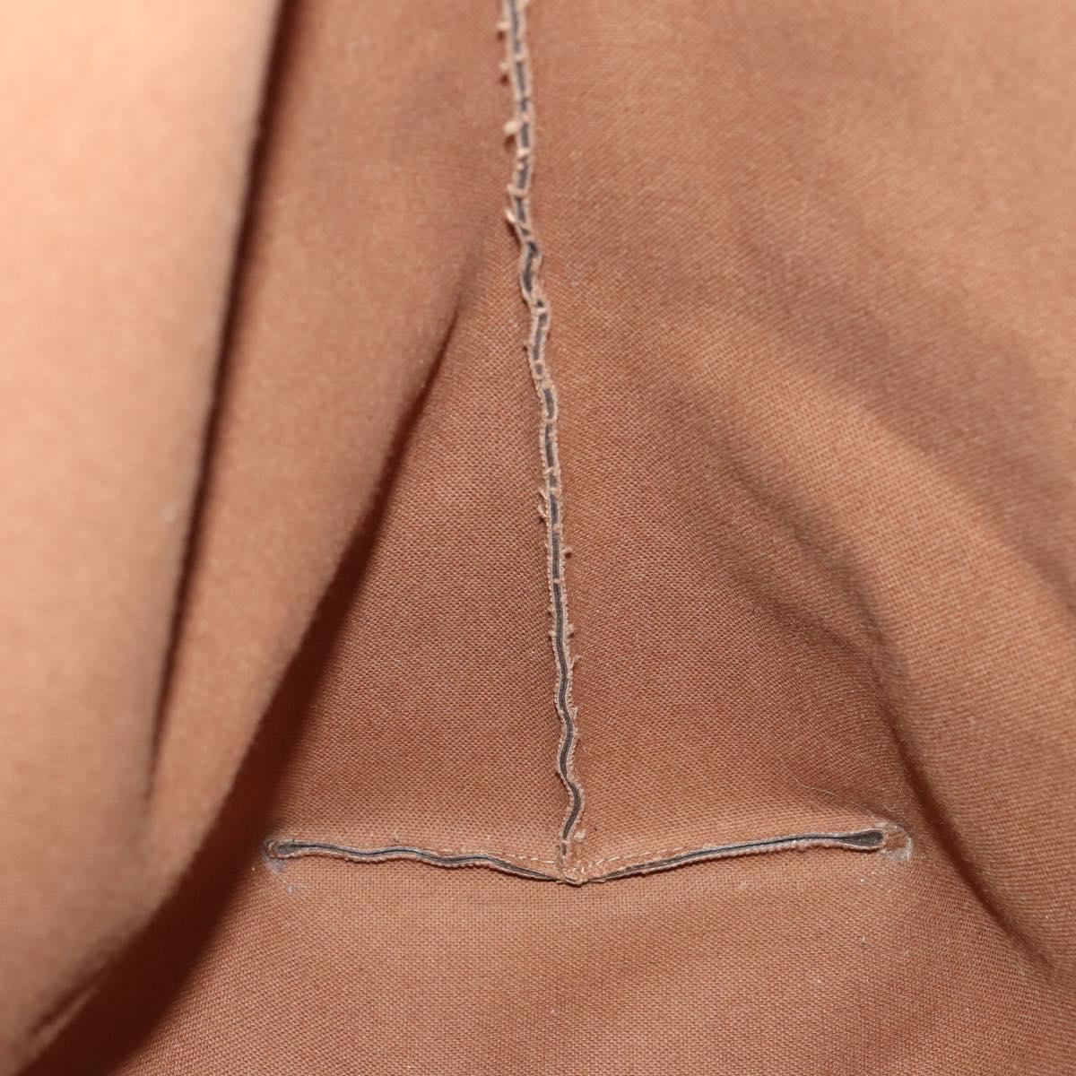 CELINE Macadam Canvas Boston Bag PVC Brown Gold Auth mr1580