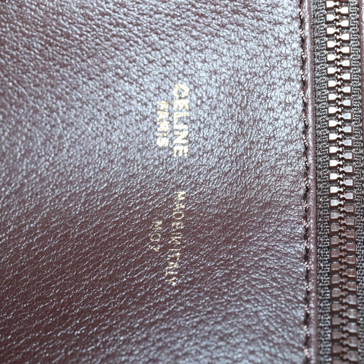 CELINE Macadam Canvas Boston Bag PVC Brown Gold Auth mr1580